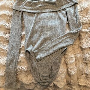 Urban Outfitters Gray Ribbed Bodysuit